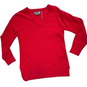 Anthropologie Red V-Neck Soft Long Sleeve Cashmere Sweater Extra Small XS